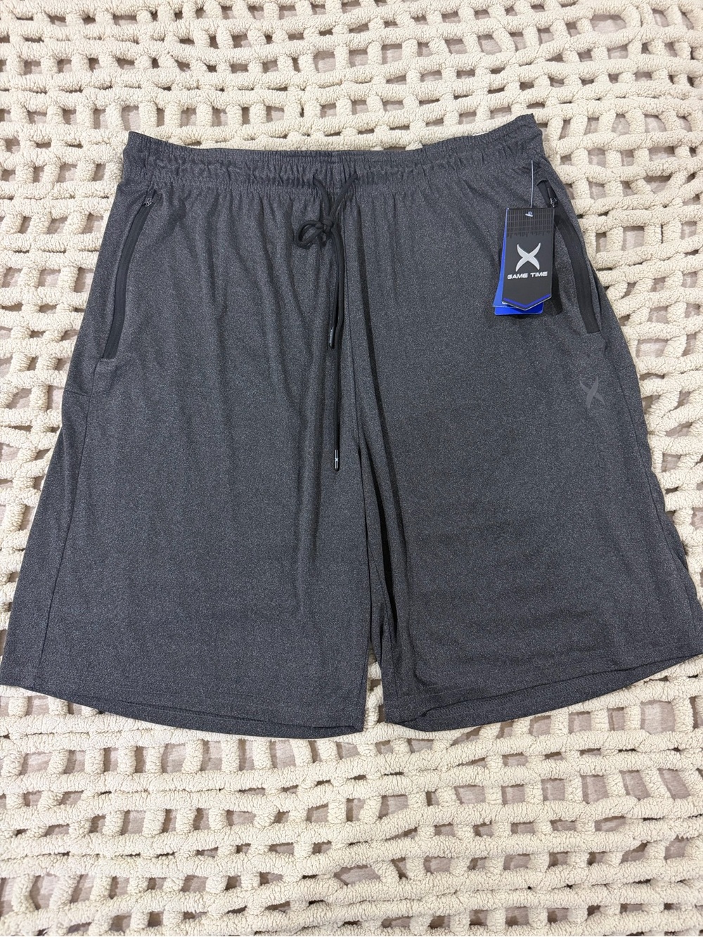 Game Time Men’s Big & Tall Charcoal Gray Athletic Shorts w/Zipper Pockets #0217